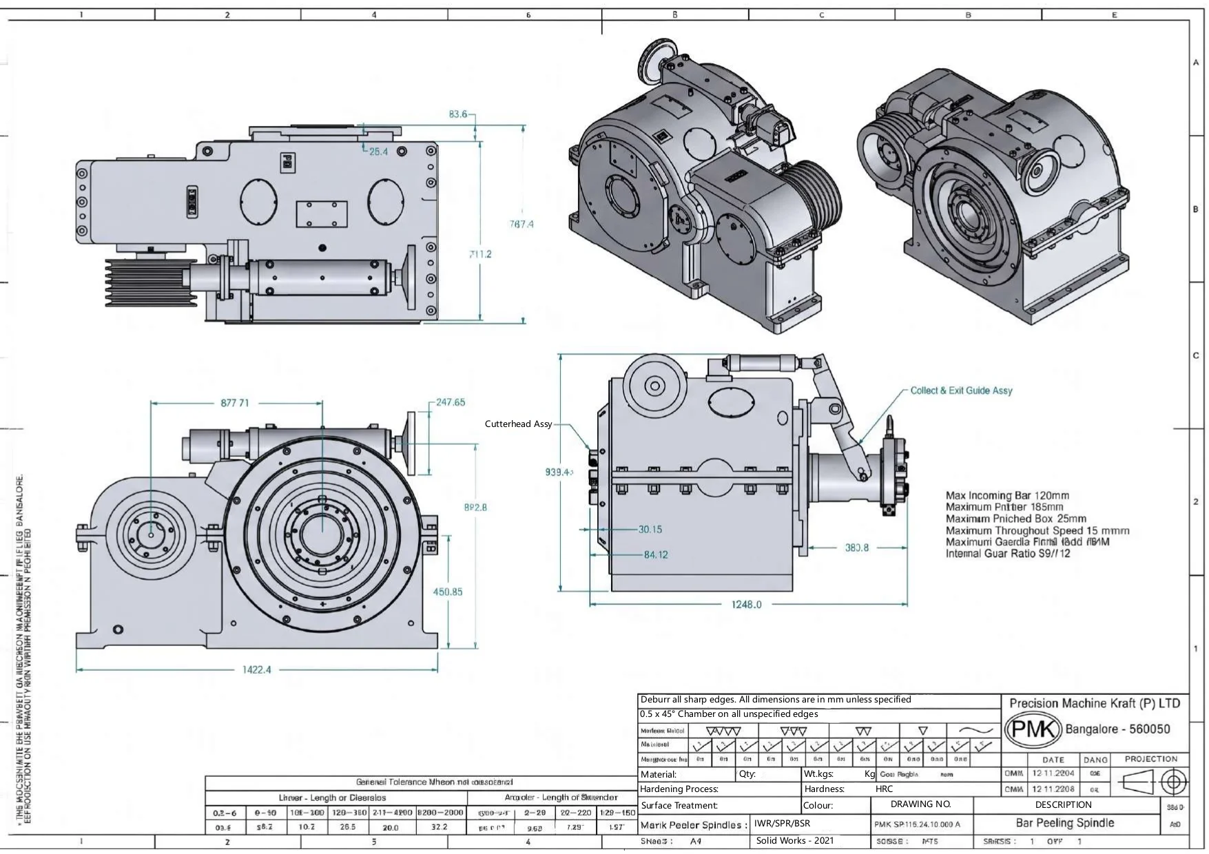 technical drawing and key dimensions