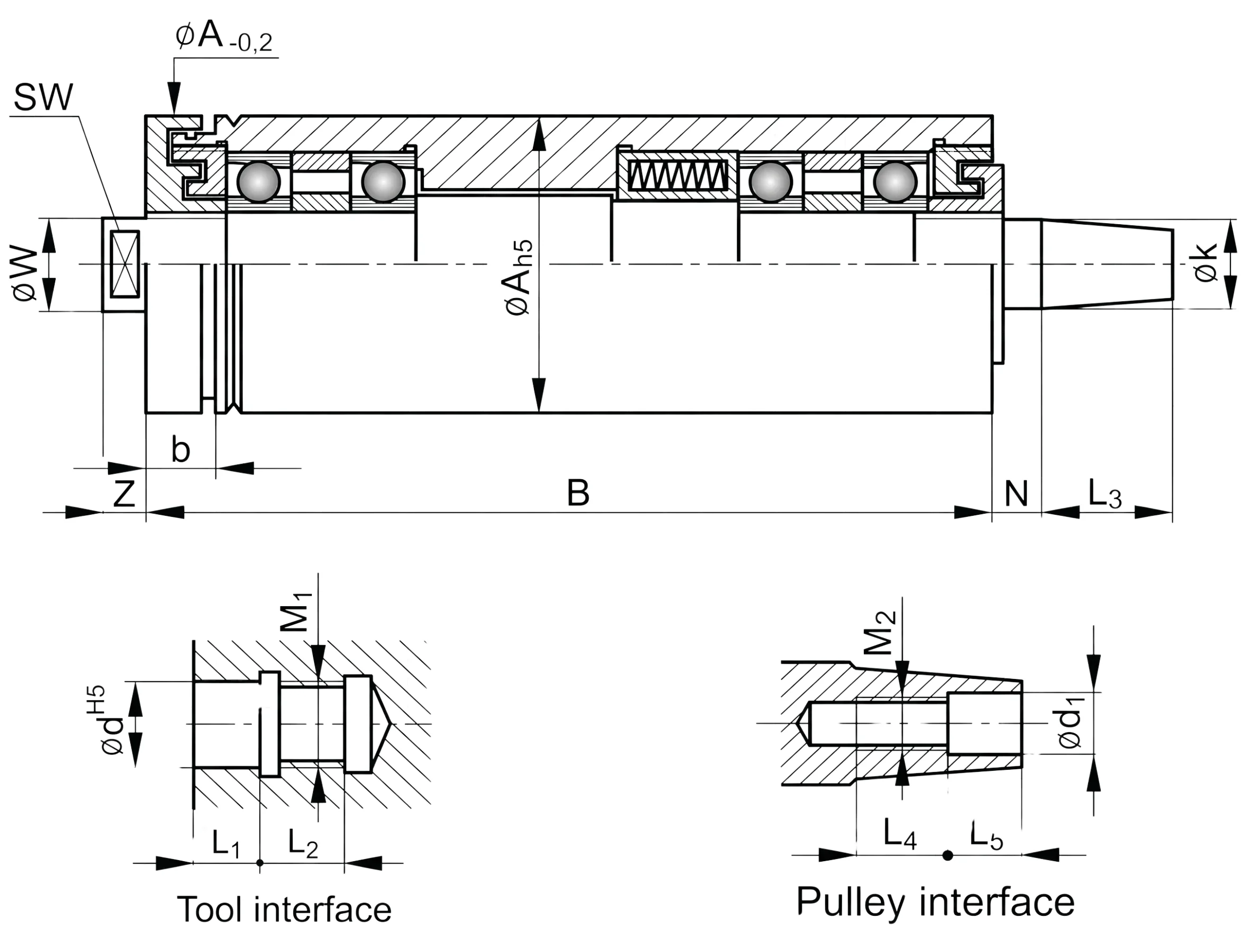 technical drawing and key dimensions