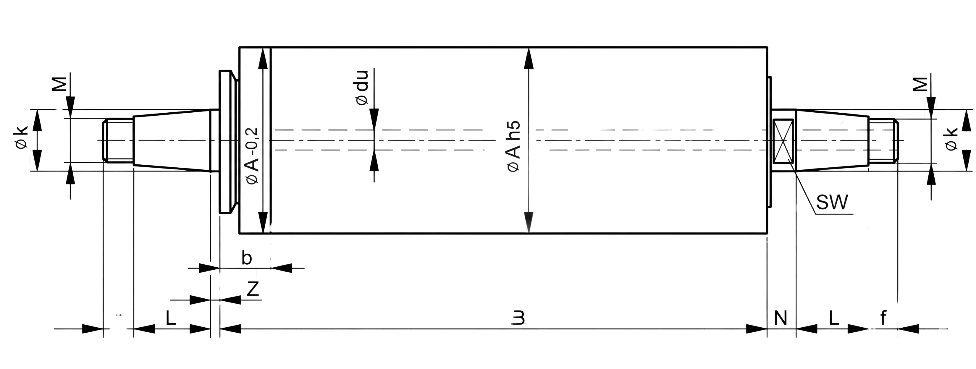 technical drawing and key dimensions
