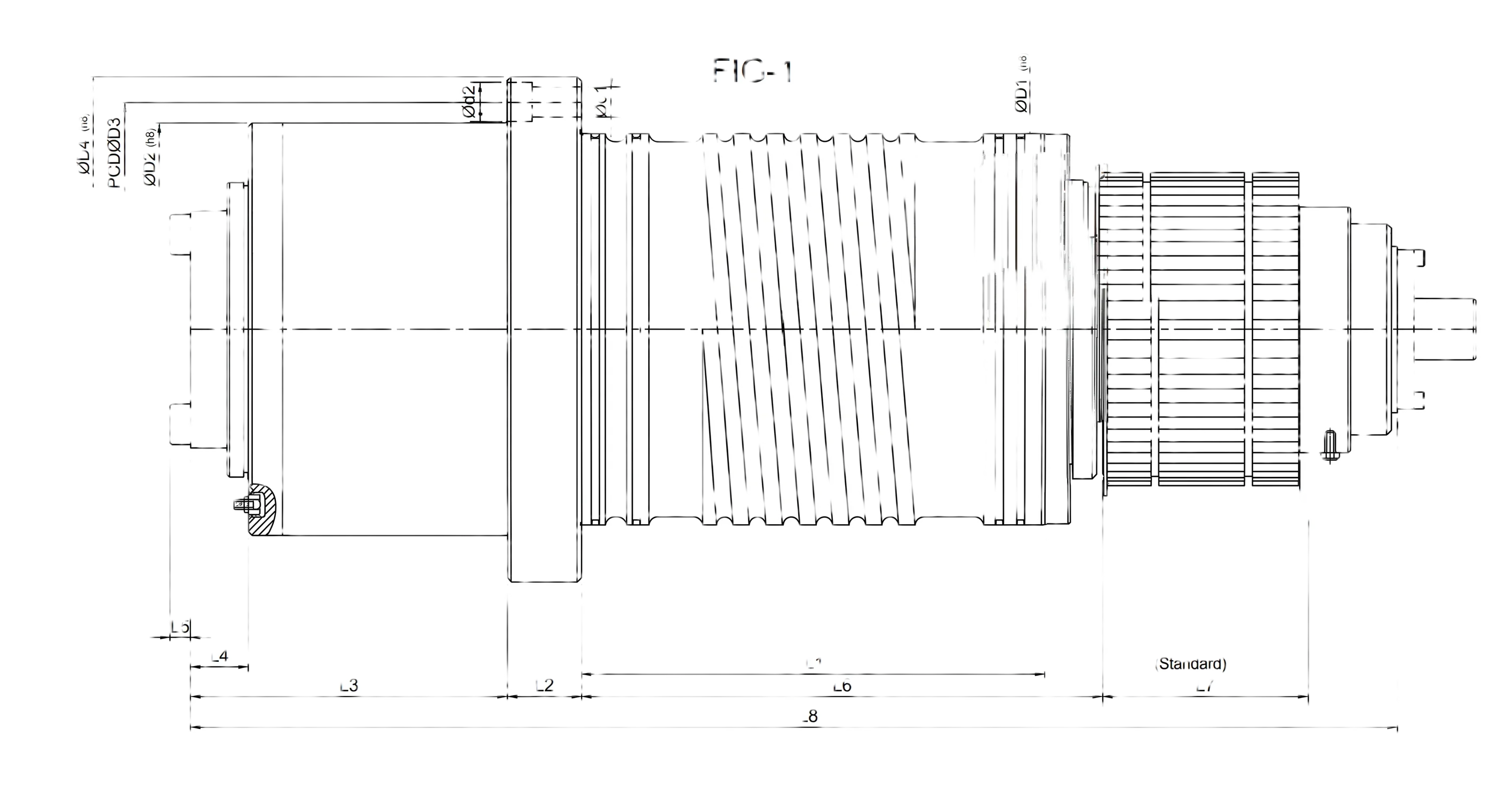 technical drawing and key dimensions