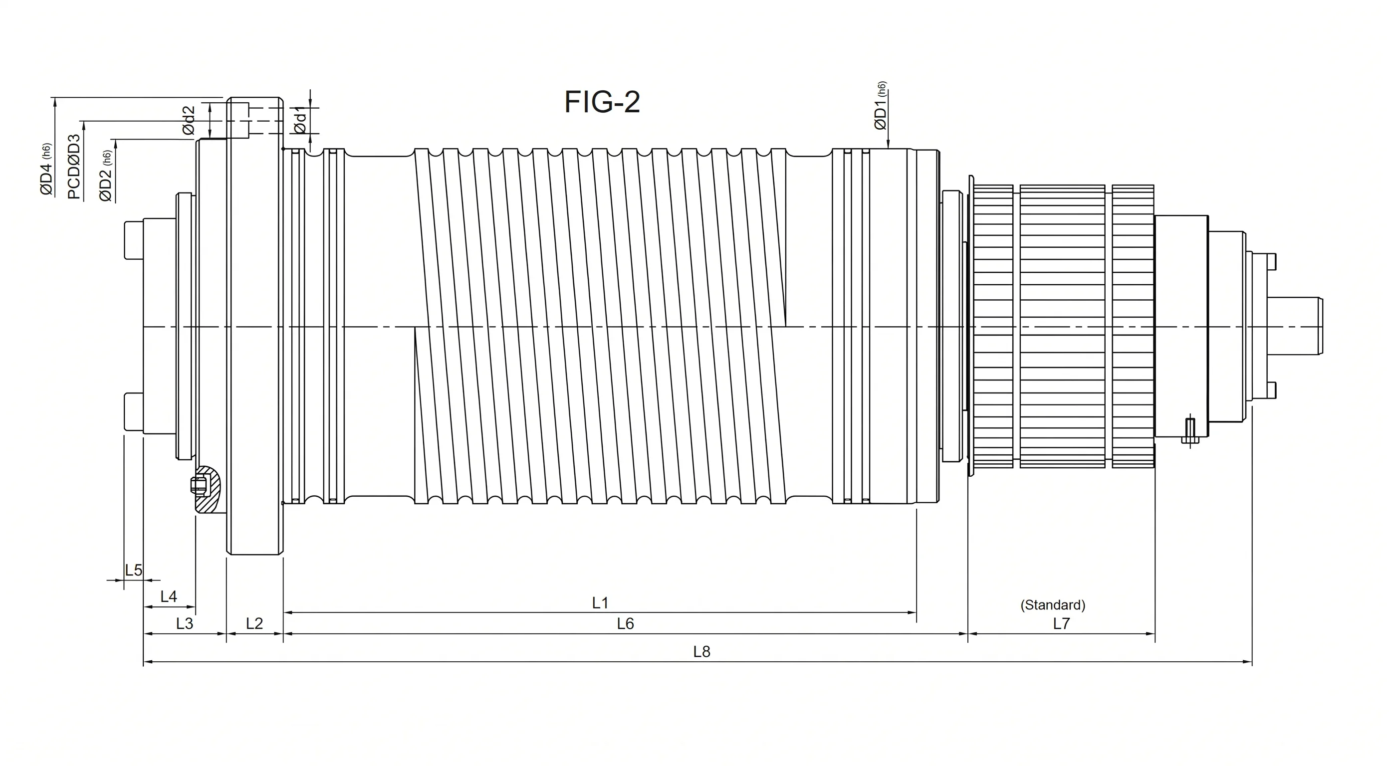 technical drawing and key dimensions