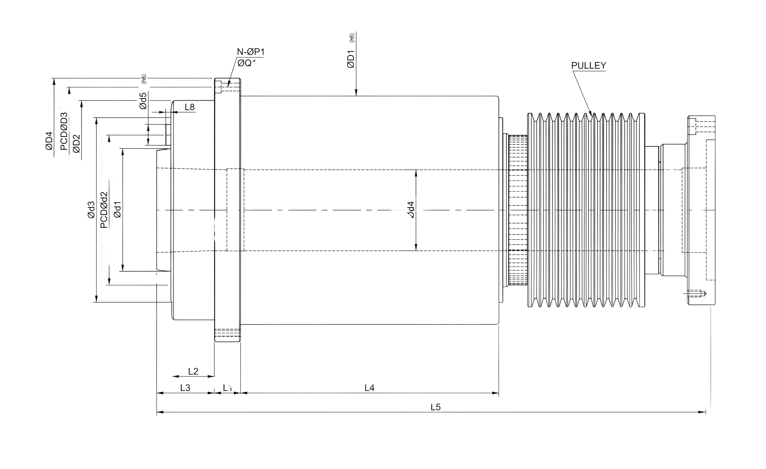technical drawing and key dimensions
