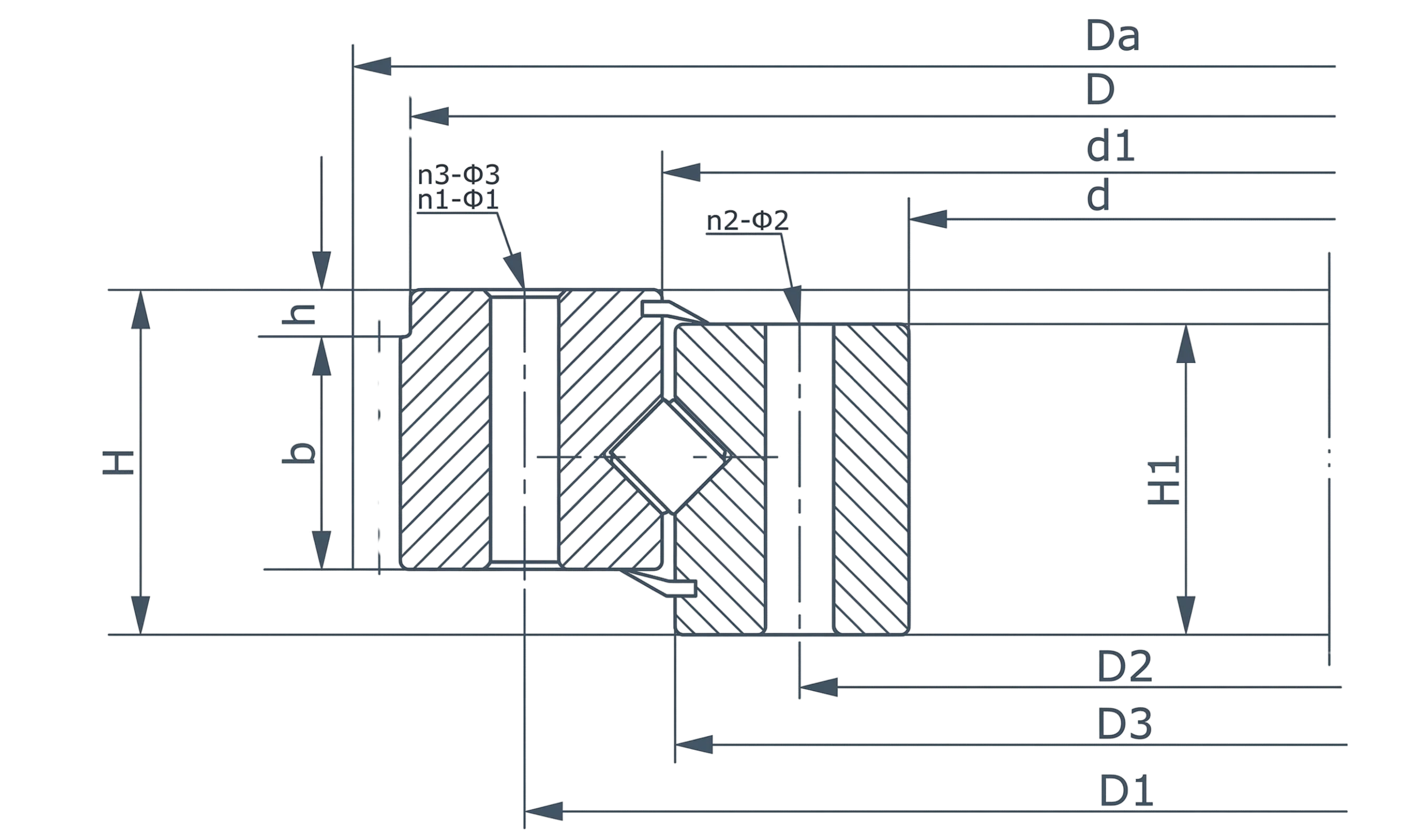 technical drawing and key dimensions