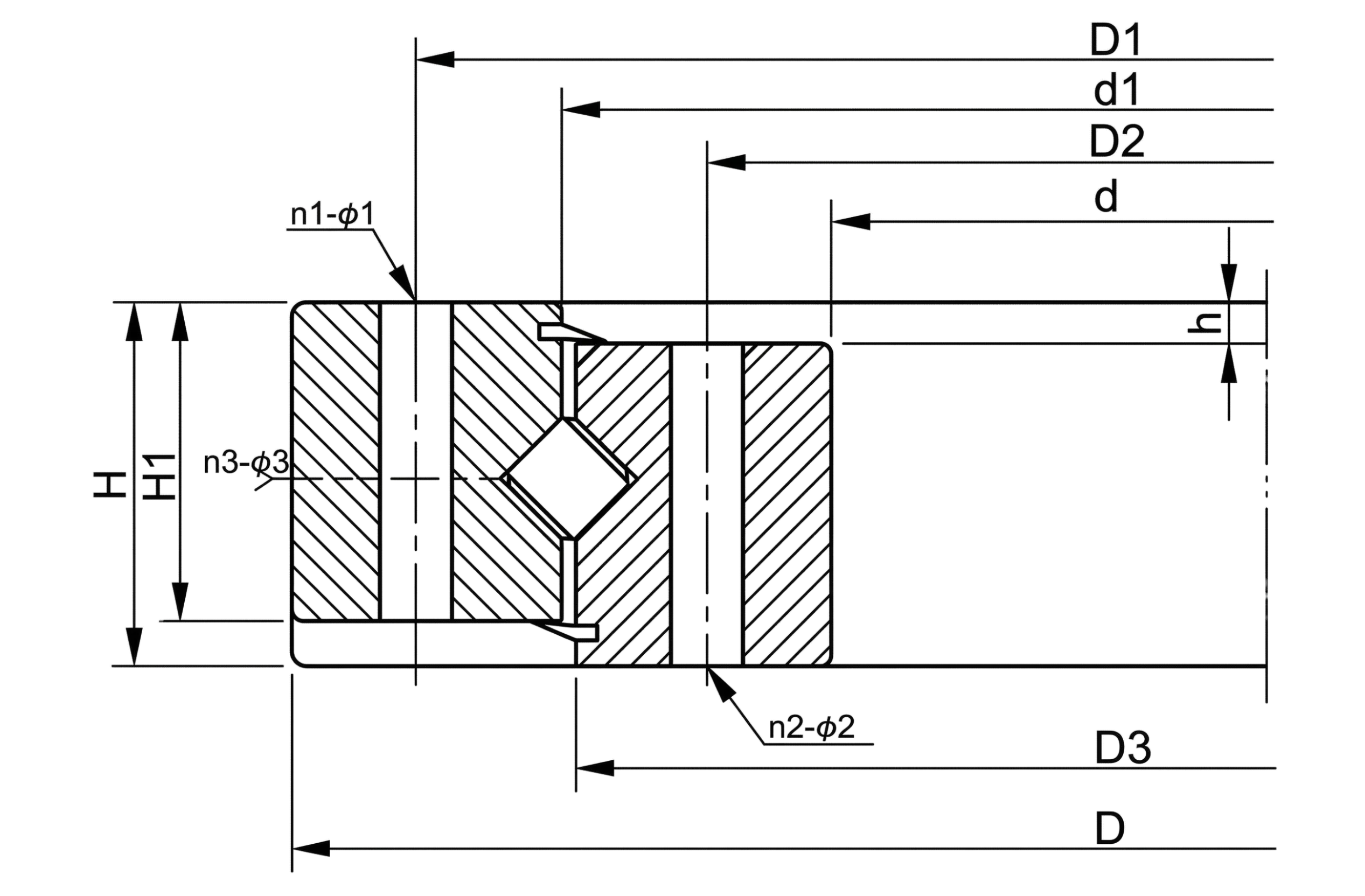 technical drawing and key dimensions