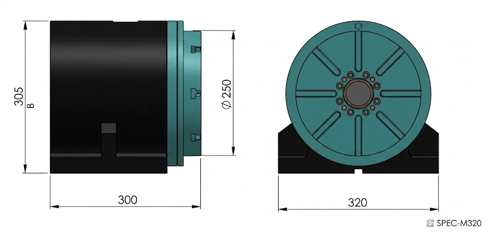 technical drawing and key dimensions