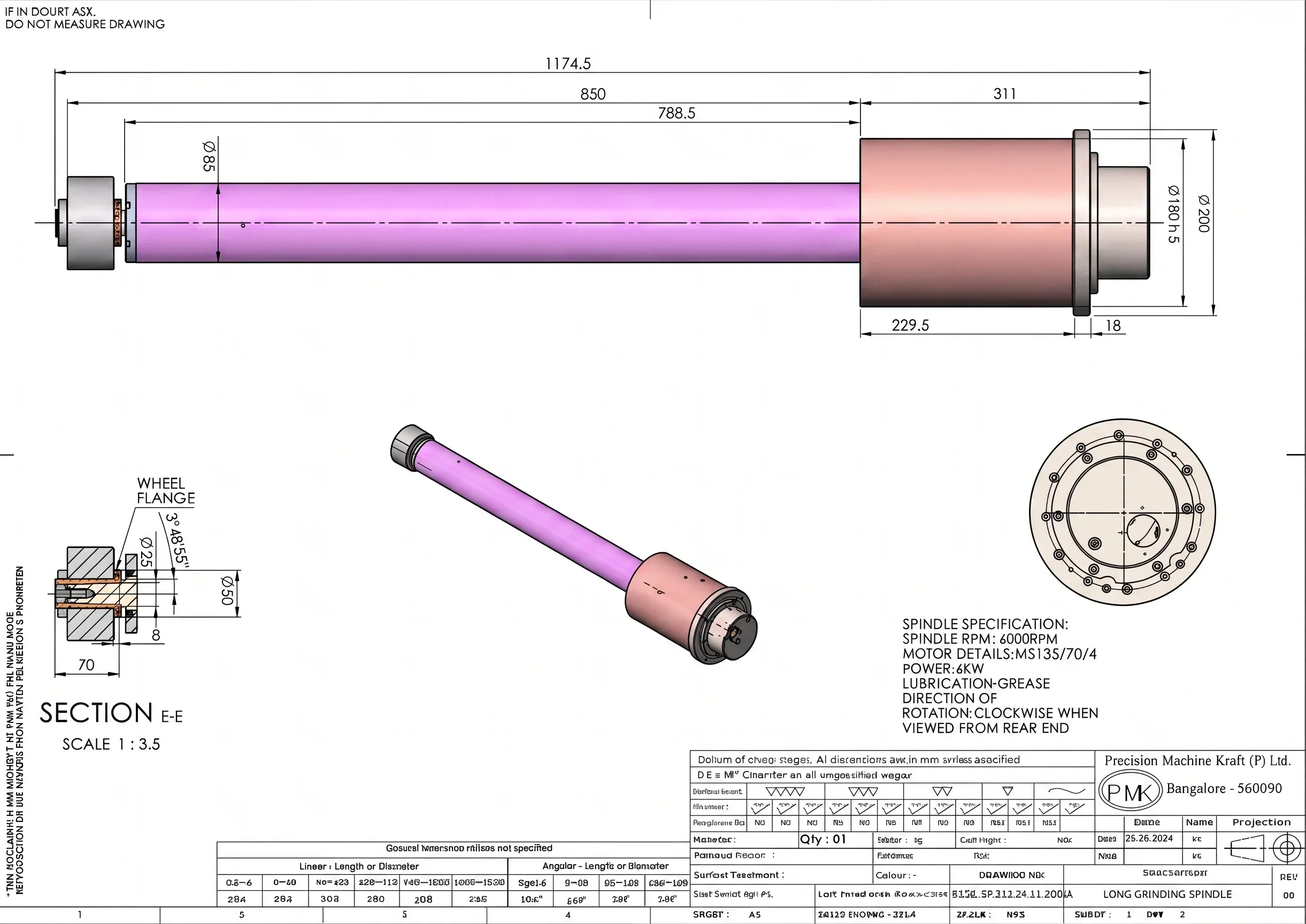technical drawing and key dimensions