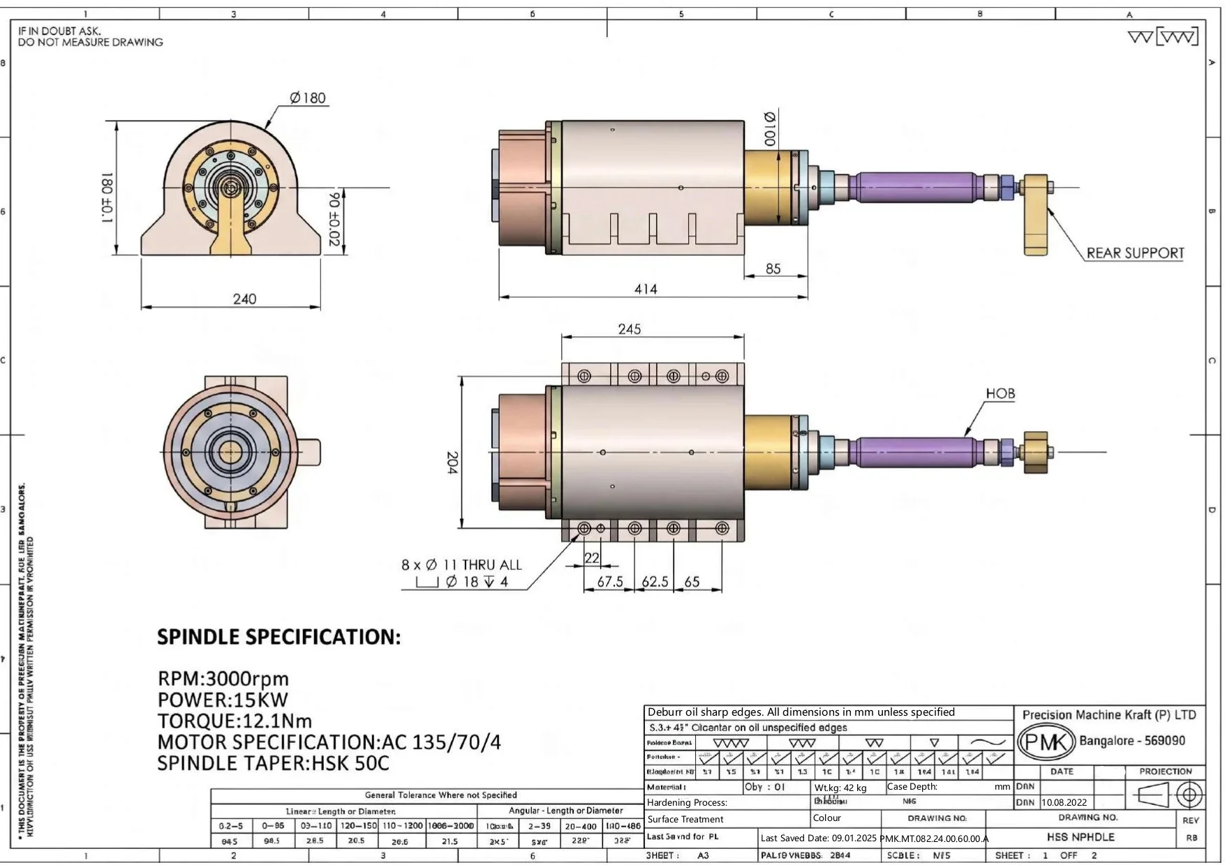 technical drawing and key dimensions