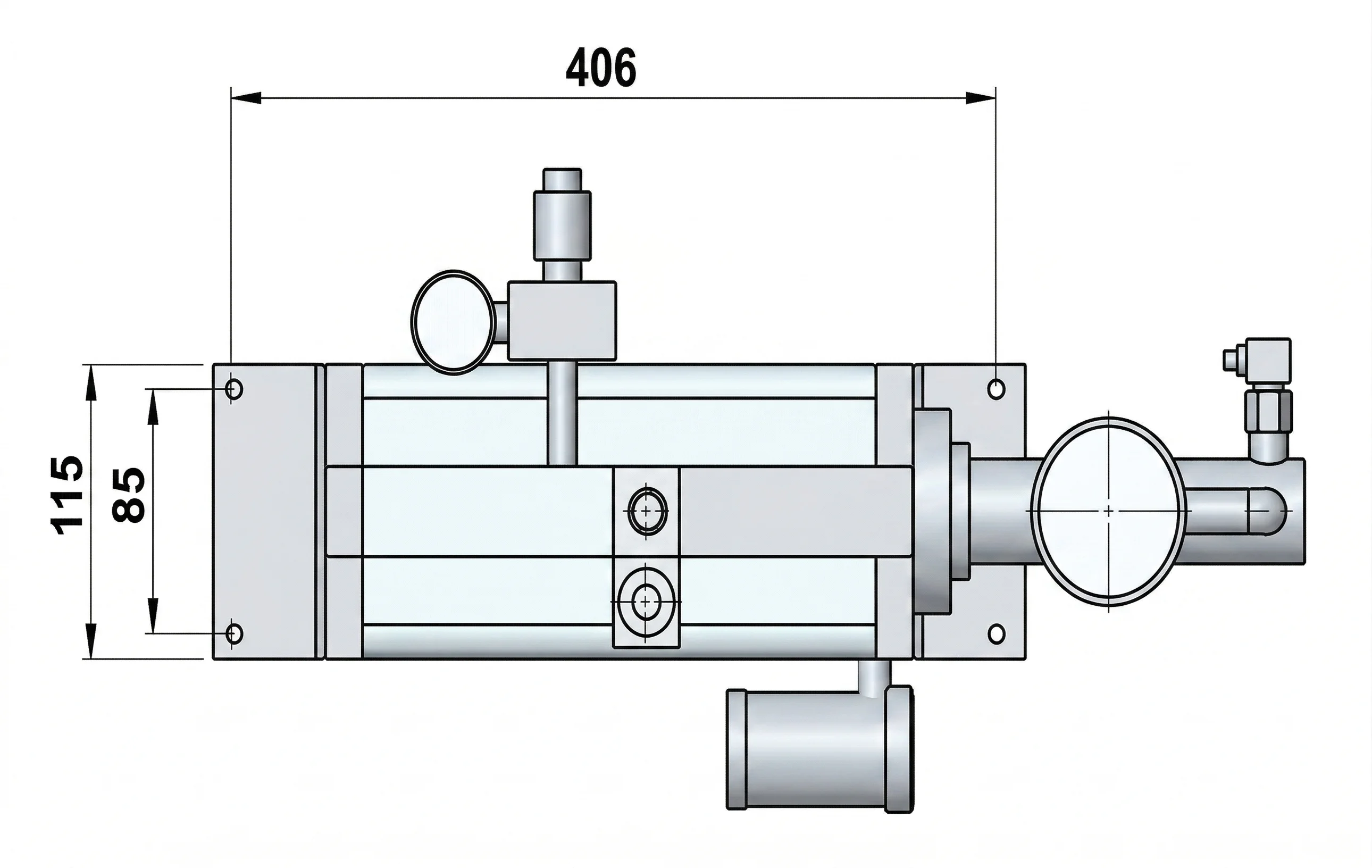 technical drawing and key dimensions