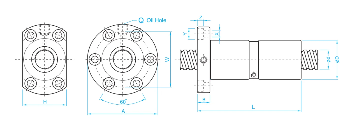 technical drawing and key dimensions