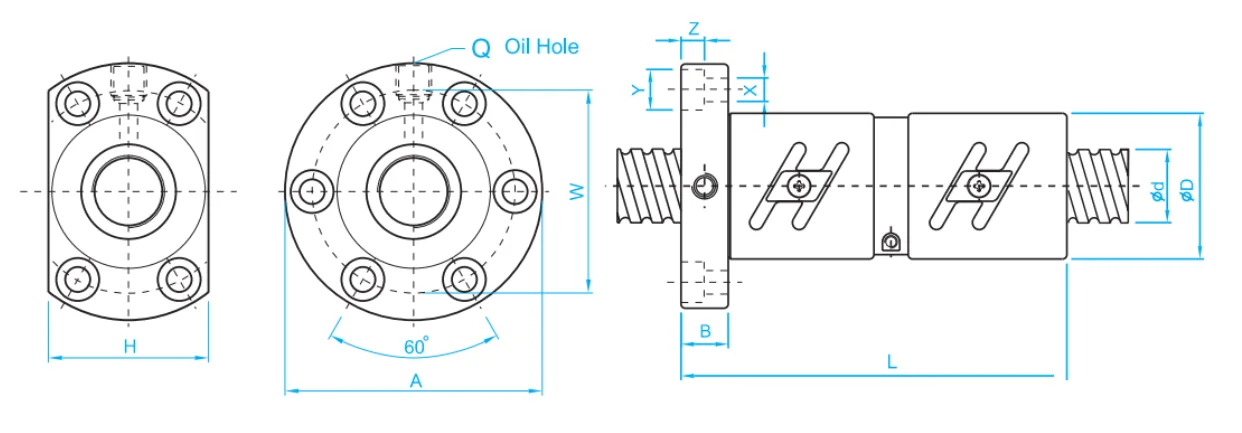 technical drawing and key dimensions