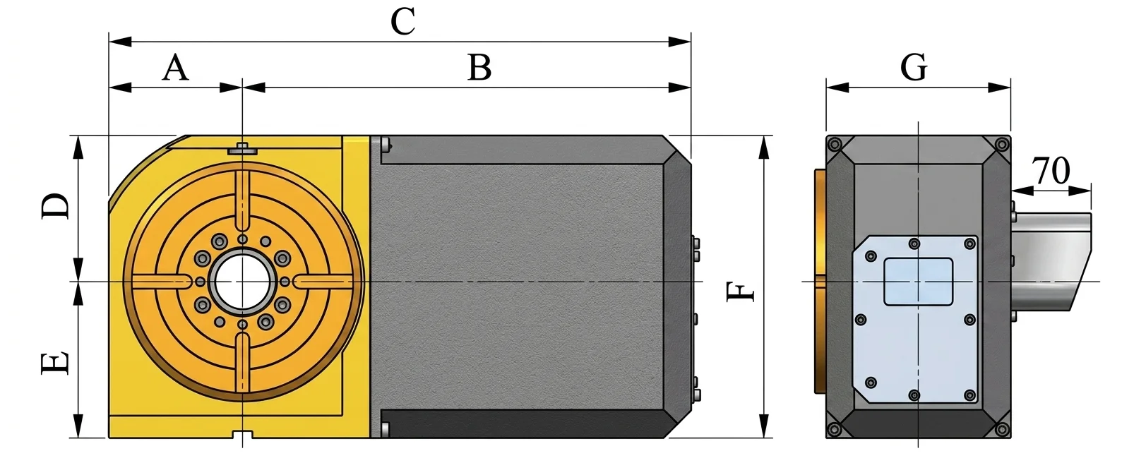 technical drawing and key dimensions