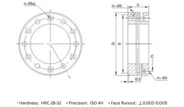 technical drawing and key dimensions