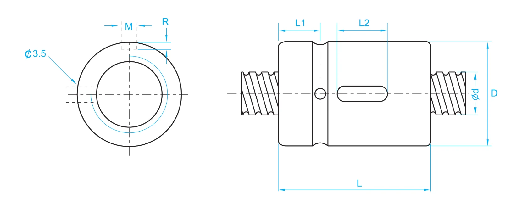 technical drawing and key dimensions