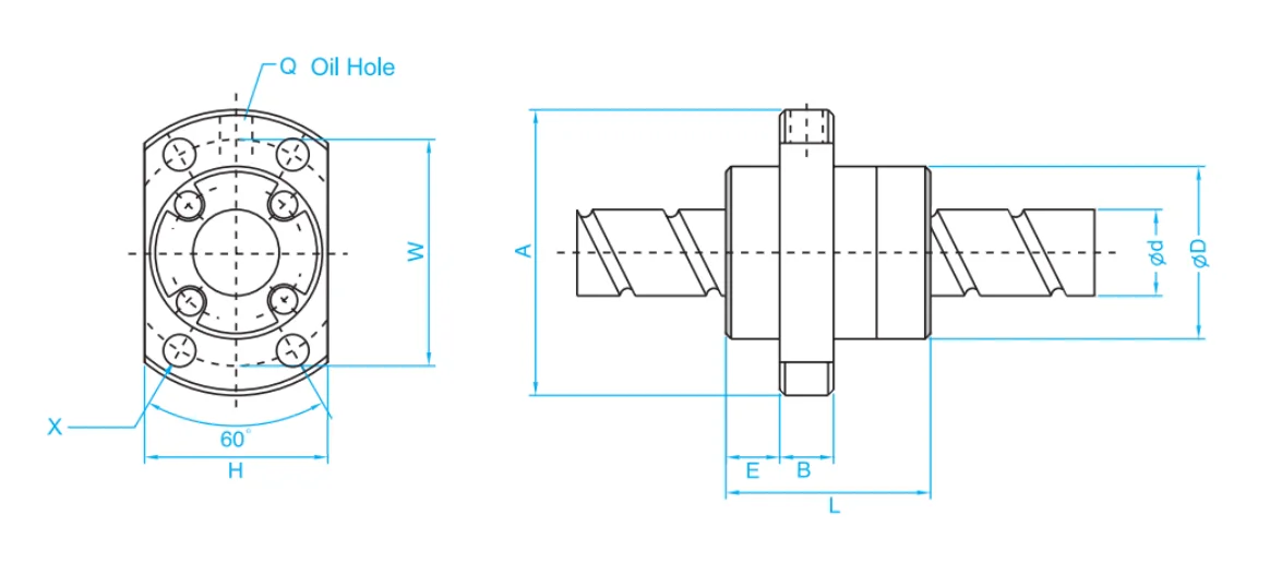 technical drawing and key dimensions