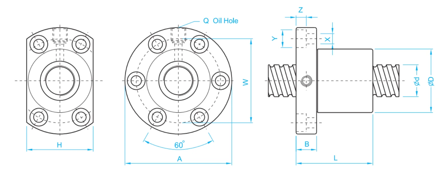 technical drawing and key dimensions