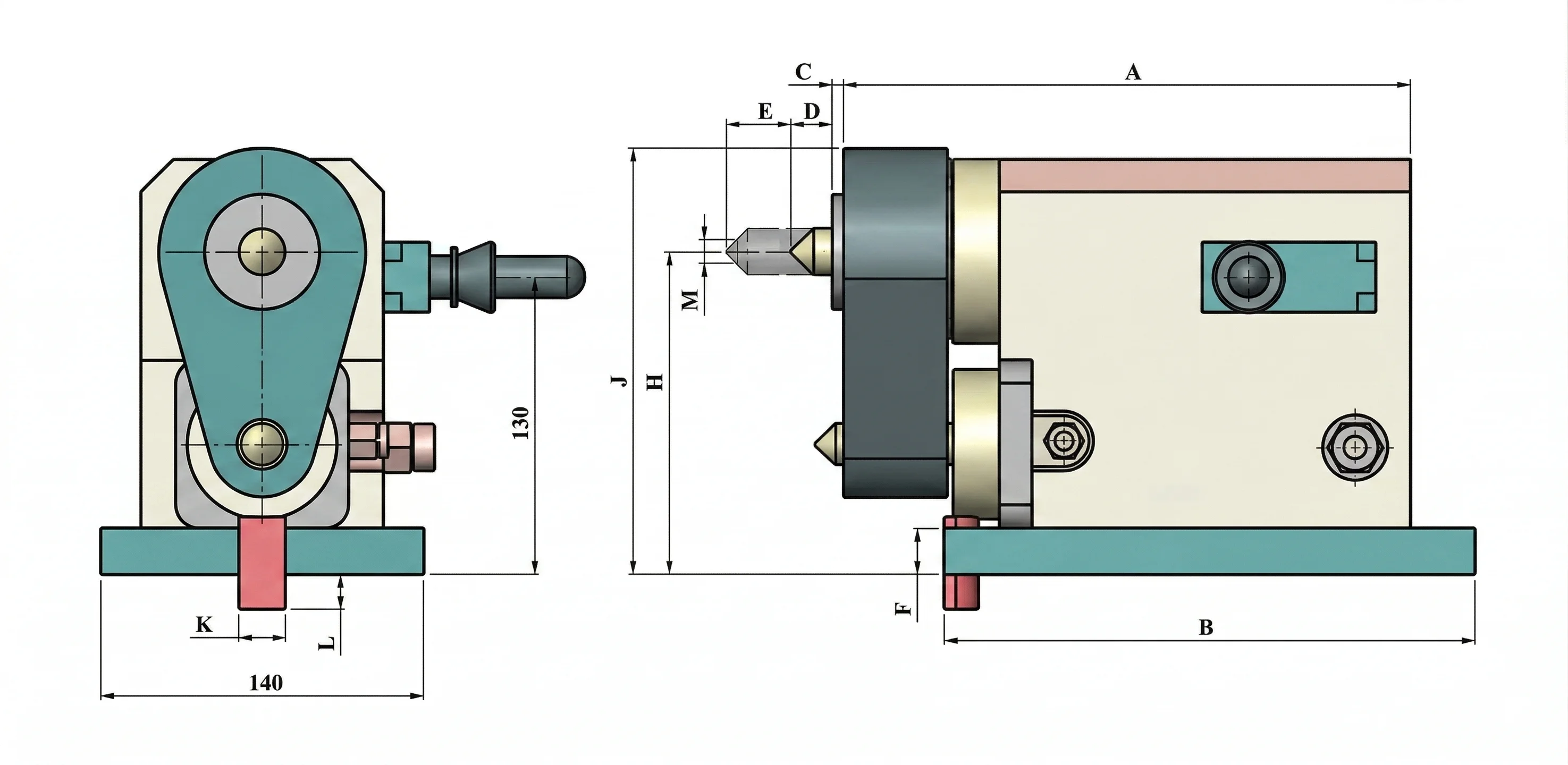 technical drawing and key dimensions
